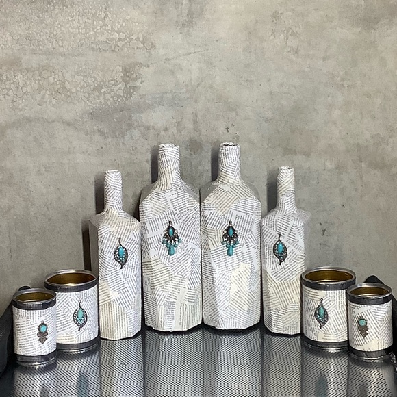 🌸 8PC: DECOR DISPLAY BOTTLE CAN TURQUOISE HOME ART PIECE LIVING SPACE HOLDERS - Picture 6 of 8